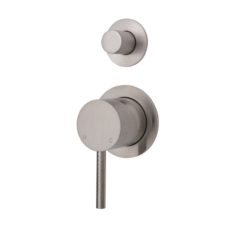 Fienza Axle Wall Diverter Mixer - Brushed Nickel - Small Round Plates