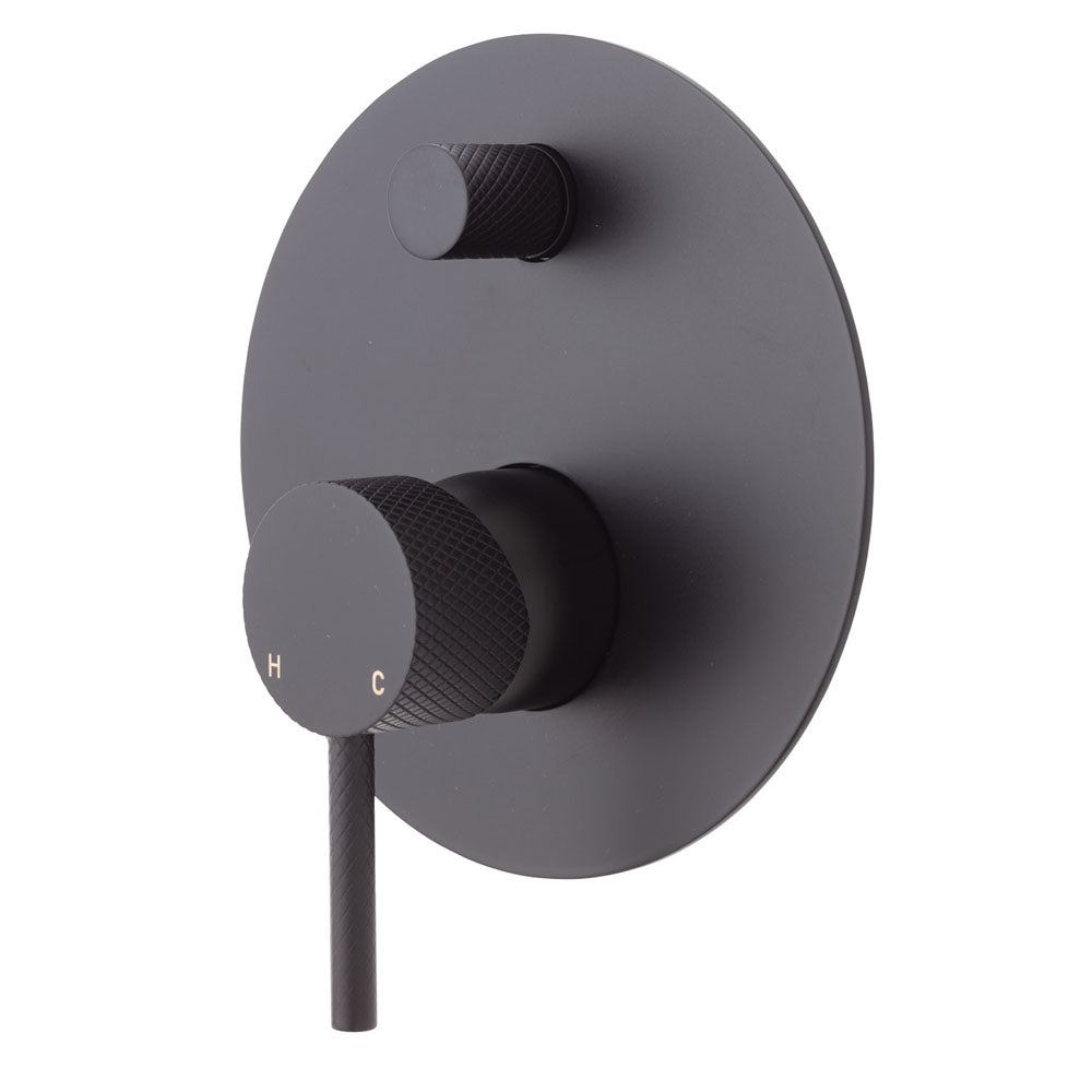 Fienza Axle Wall Diverter Mixer - Matte Black - Large Round Plate