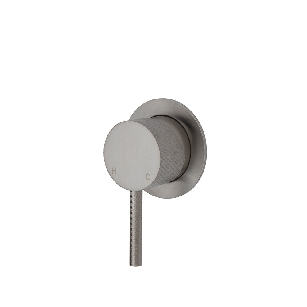 Fienza Axle Wall Mixer - Brushed Nickel - Small Round Plate