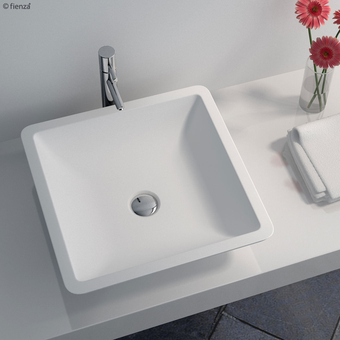 Fienza Classique 420 Matte White Cast Stone Above Counter Basin