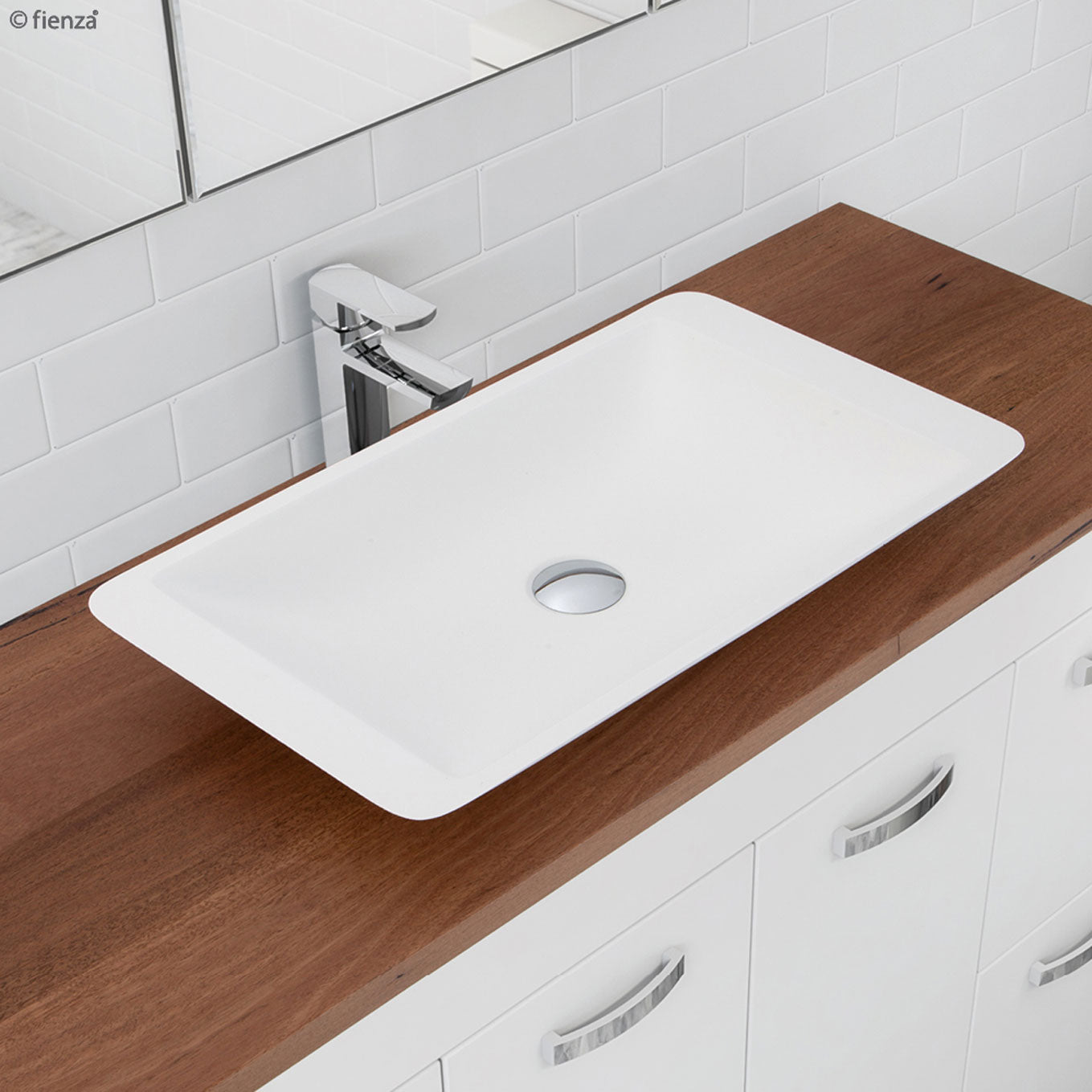 Fienza Classique 600 Matte White Cast Stone Above Counter Basin