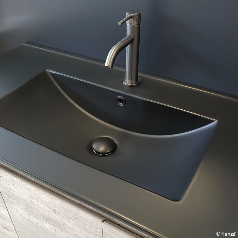 Fienza Dolce Matte Black 750 Ceramic Basin - Top