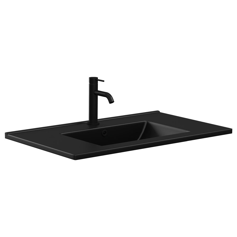 Fienza Dolce Matte Black 750 Ceramic Basin - Top