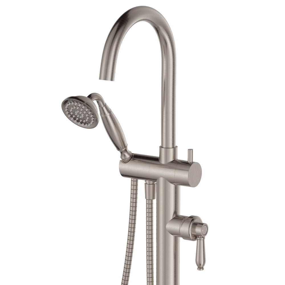 Fienza Eleanor Floor Mixer & Shower - Brushed Nickel / Brushed Nickel