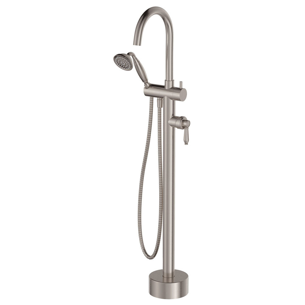 Fienza Eleanor Floor Mixer & Shower - Brushed Nickel / Brushed Nickel