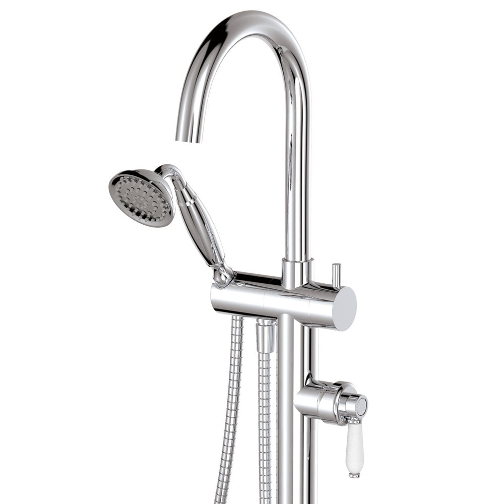 Fienza Eleanor Floor Mixer & Shower - Chrome / Ceramic