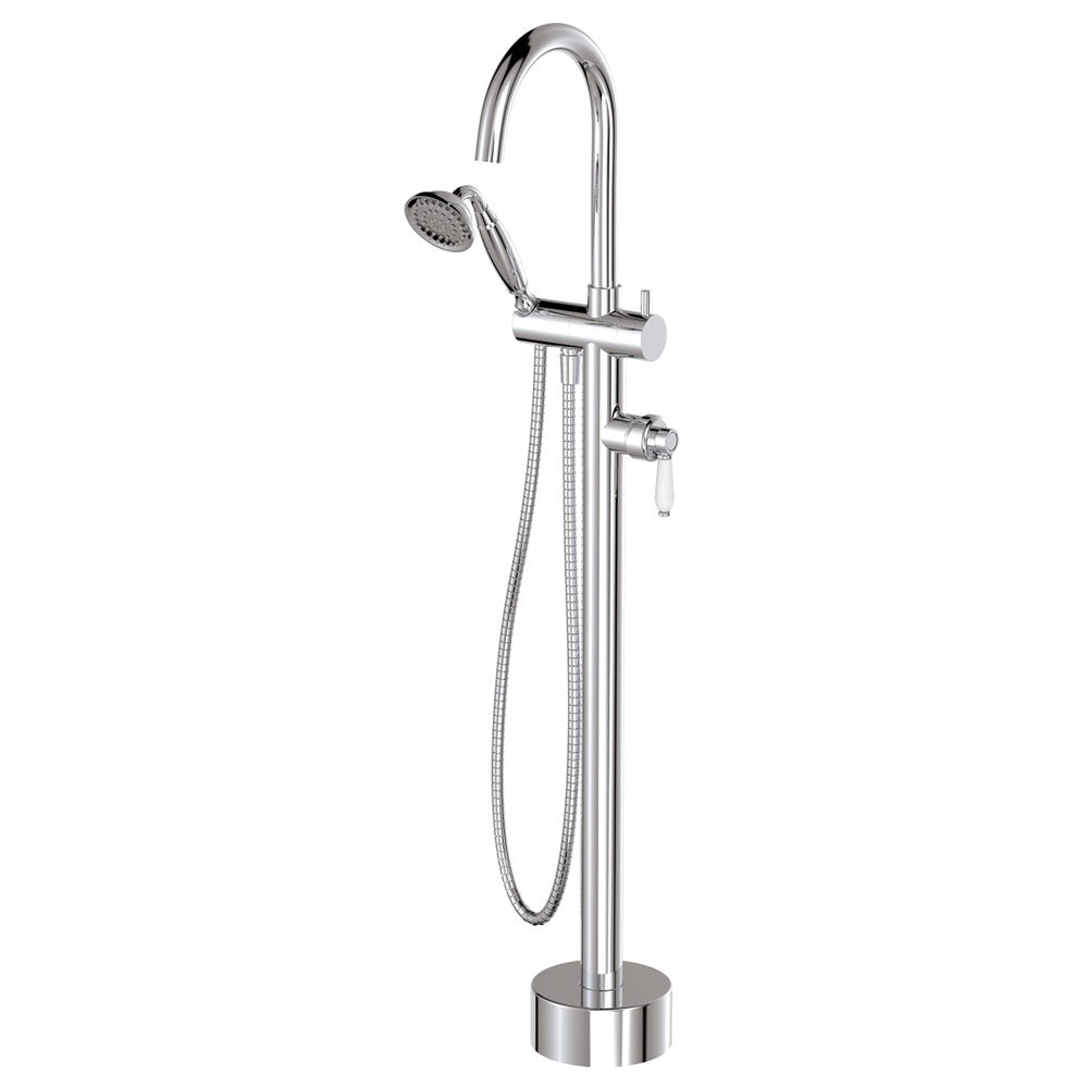 Fienza Eleanor Floor Mixer & Shower - Chrome / Ceramic