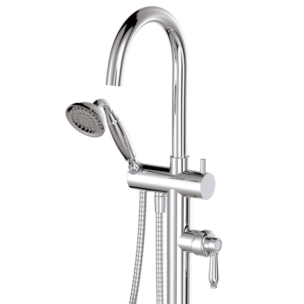 Fienza Eleanor Floor Mixer & Shower - Chrome / Chrome