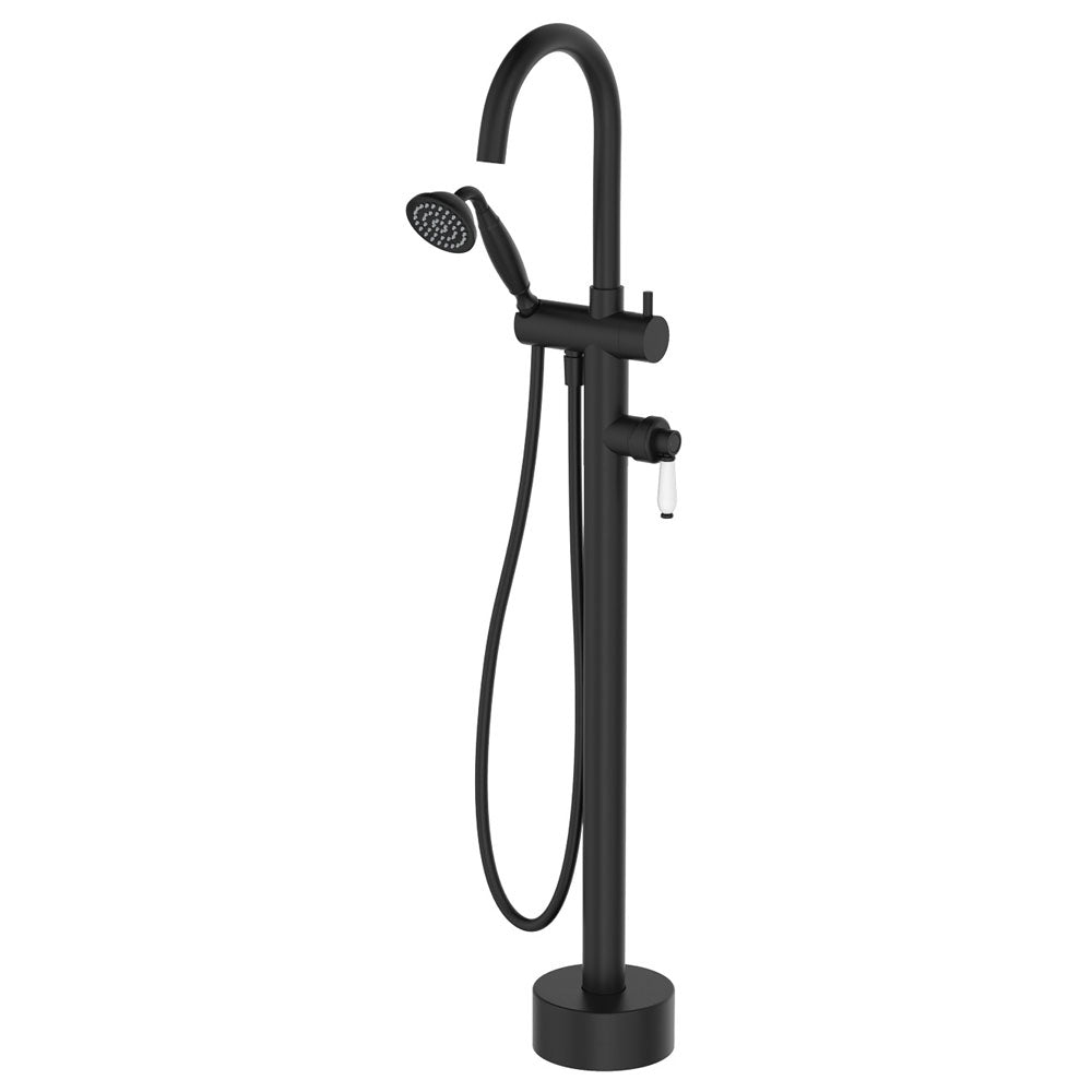 Fienza Eleanor Floor Mixer & Shower - Matte Black / Ceramic