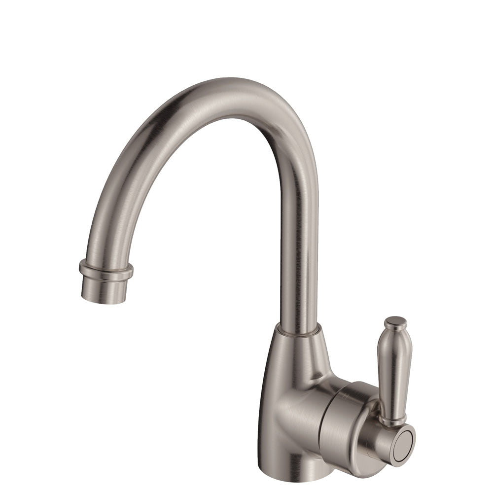 Fienza Eleanor Gooseneck Basin Mixer - Brushed Nickel / Brushed Nickel