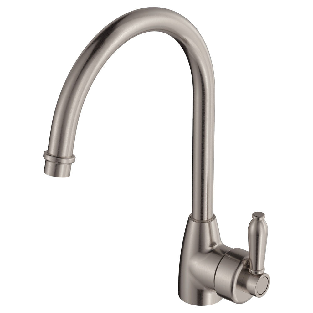 Fienza Eleanor Gooseneck Sink Mixer - Brushed Nickel / Brushed Nickel