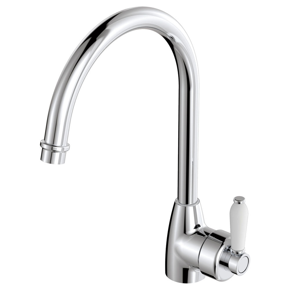 Fienza Eleanor Gooseneck Sink Mixer - Chrome / Ceramic