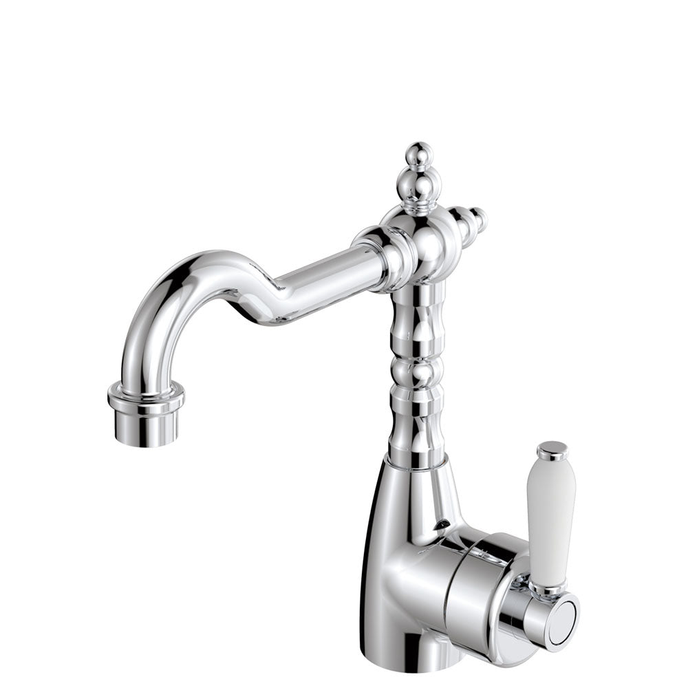 Fienza Eleanor Shepherds Crook Basin Mixer - Chrome / Ceramic