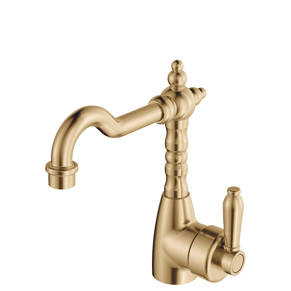 Fienza Eleanor Shepherds Crook Basin Mixer - Urban Brass / Urban Brass