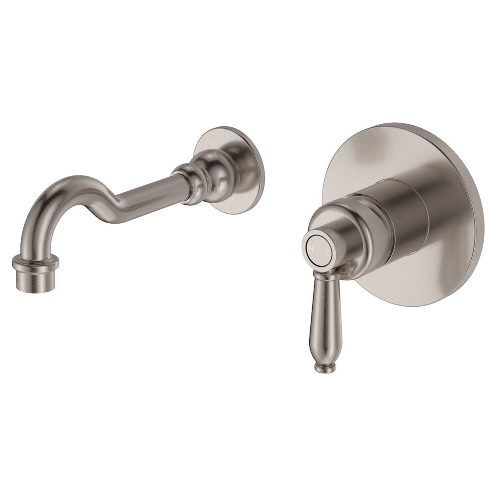 Fienza Eleanor Wall Basin/Bath Mixer Set - Brushed Nickel / Brushed Nickel