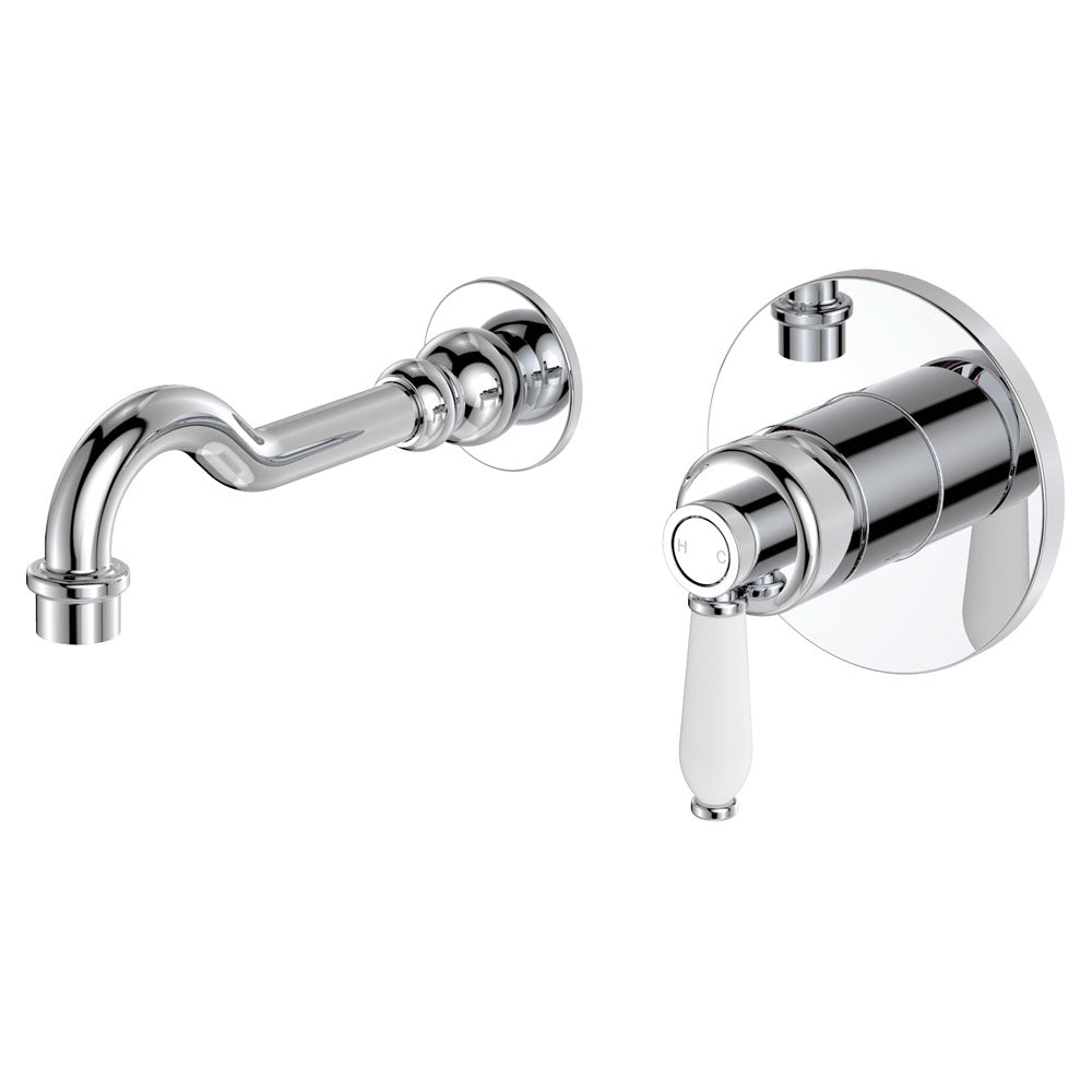 Fienza Eleanor Wall Basin/Bath Mixer Set - Chrome / Ceramic