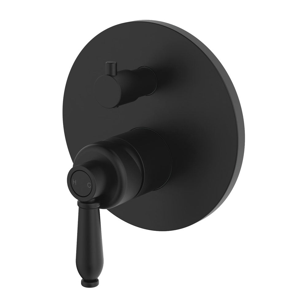 Fienza Eleanor Wall Diverter Mixer - Matte Black / Matte Black