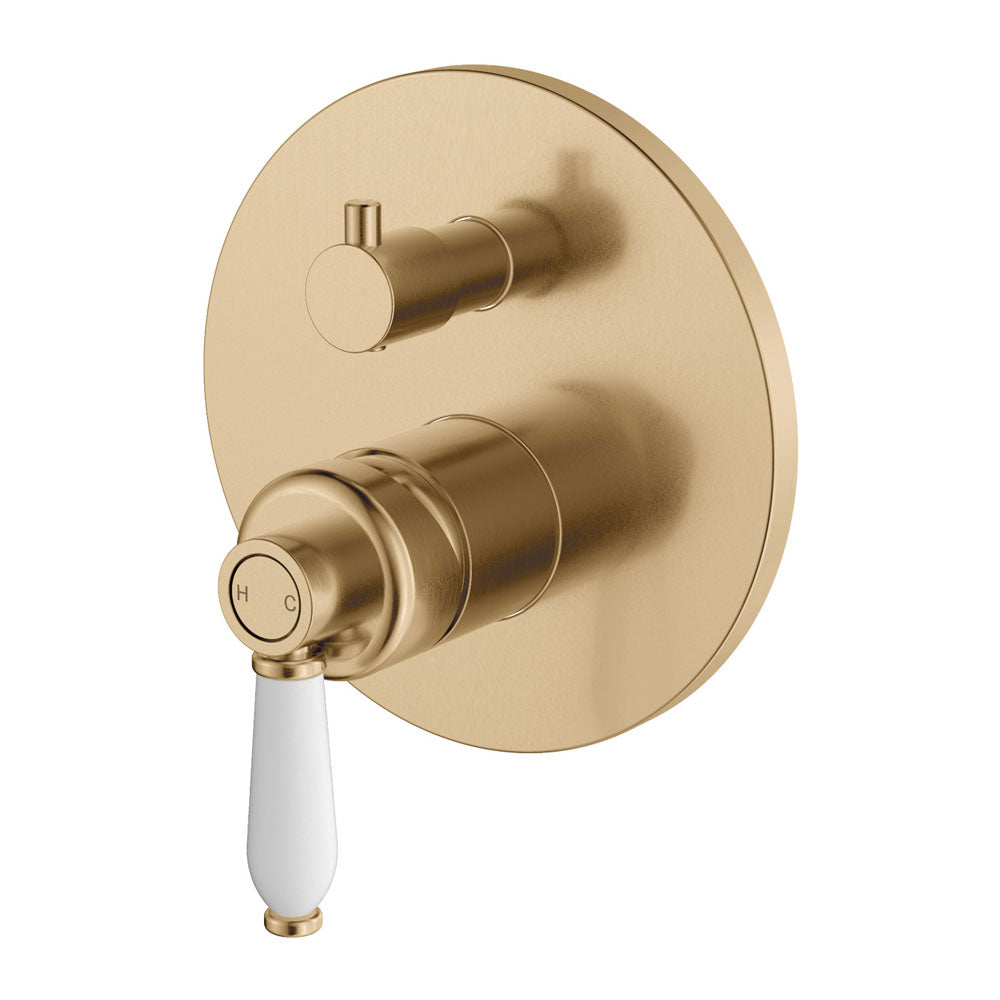 Fienza Eleanor Wall Diverter Mixer - Urban Brass / Ceramic