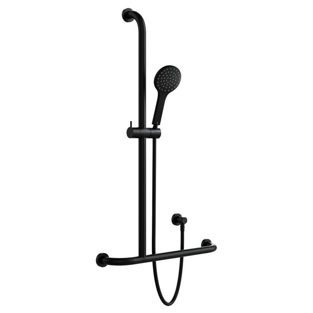 Fienza Hustle Care Matte Black Inverted T Rail Shower - Left-Hand