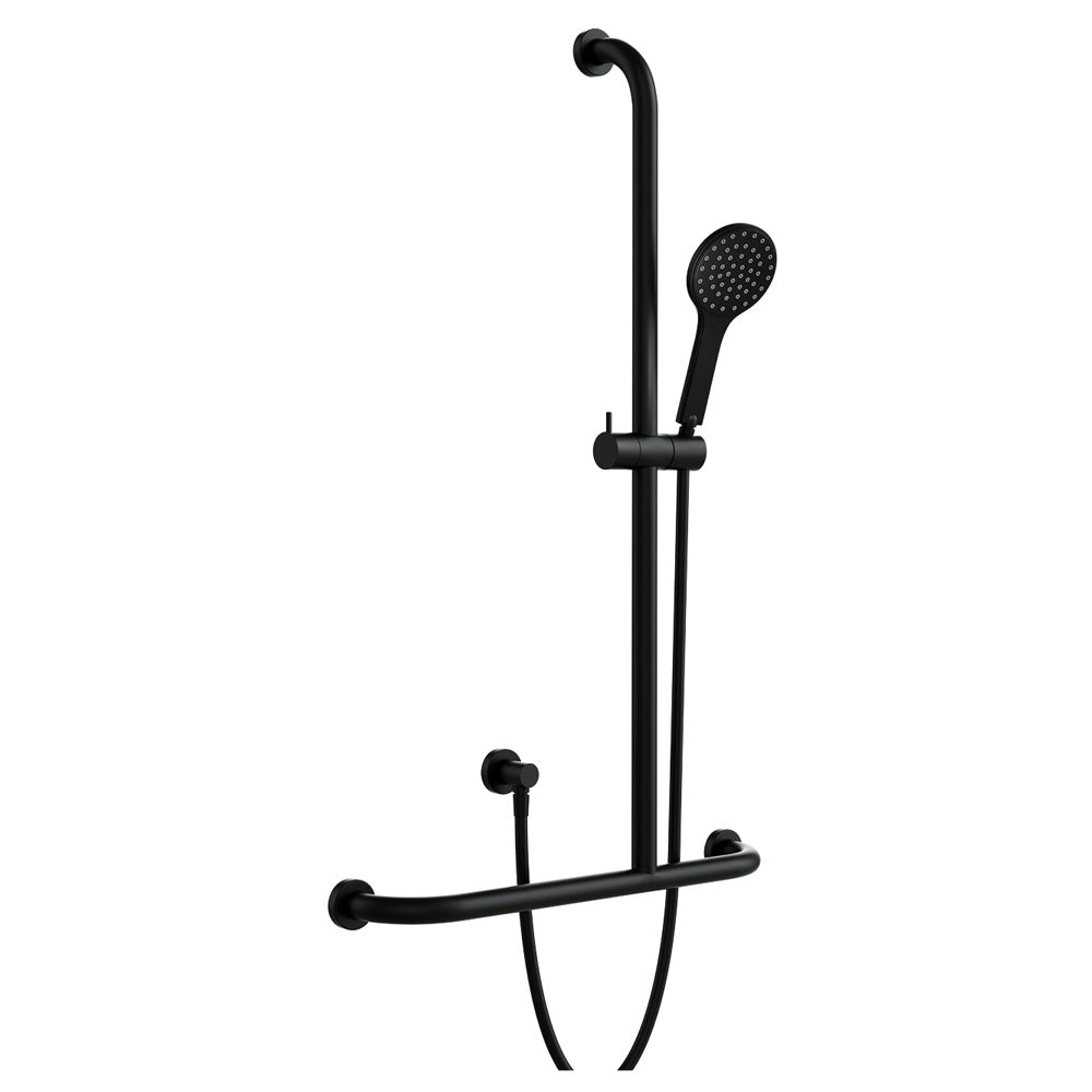 Fienza Hustle Care Matte Black Inverted T Rail Shower - Right-Hand