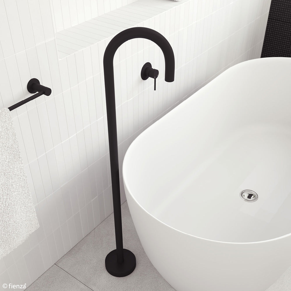 Fienza Hustle Matte Black Floor Mounted Bath Outlet