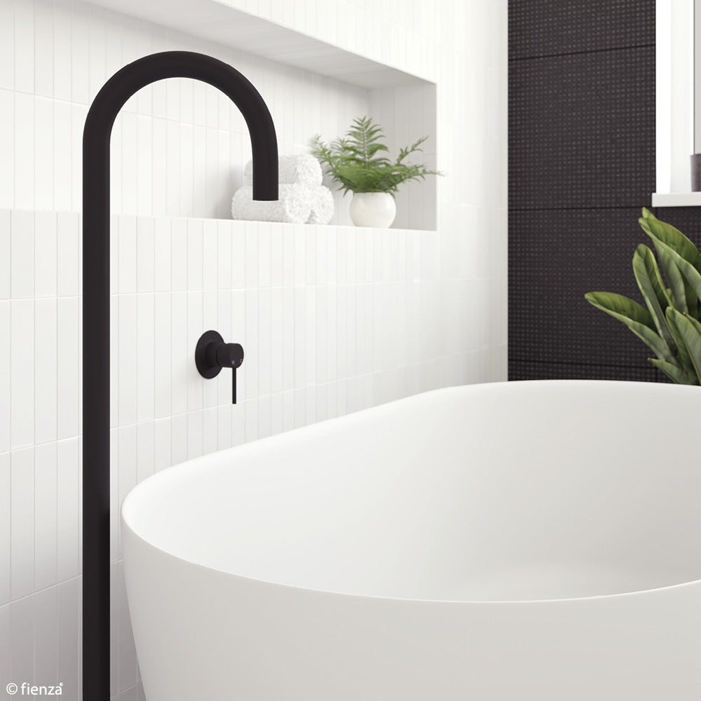 Fienza Hustle Matte Black Floor Mounted Bath Outlet