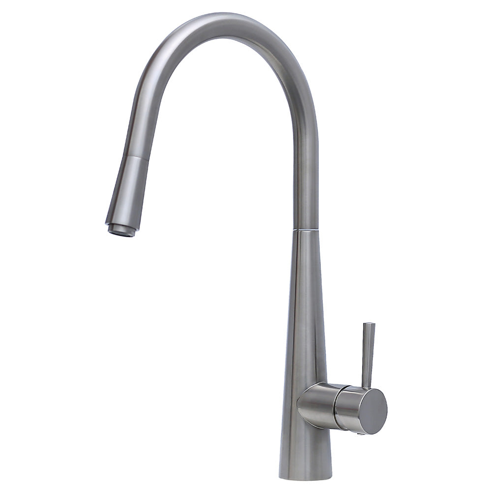 Fienza Isabella Deluxe Gooseneck Pull-Out Kitchen Mixer - Brushed Nickel