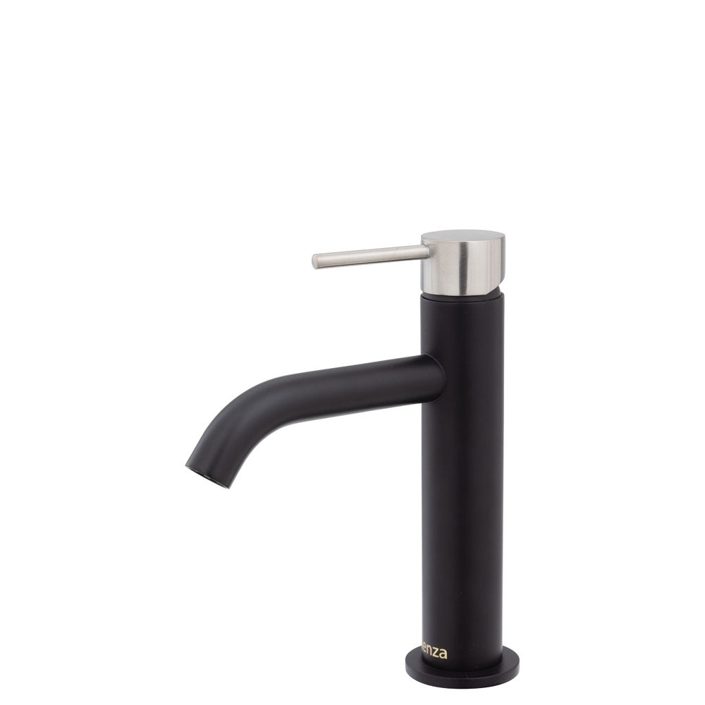 Fienza Kaya Basin Mixer - Matte Black With Brushed Nickel Handle