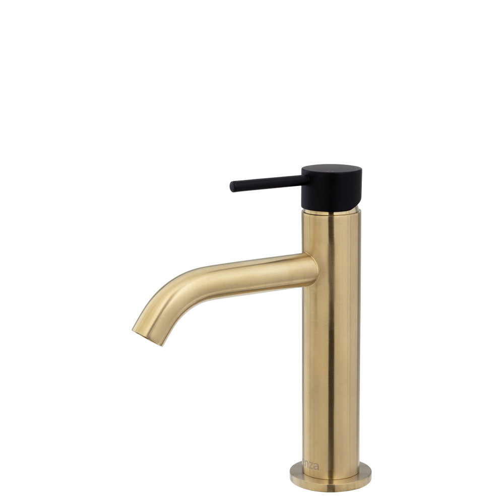 Fienza Kaya Basin Mixer - Urban Brass With Matte Black Handle