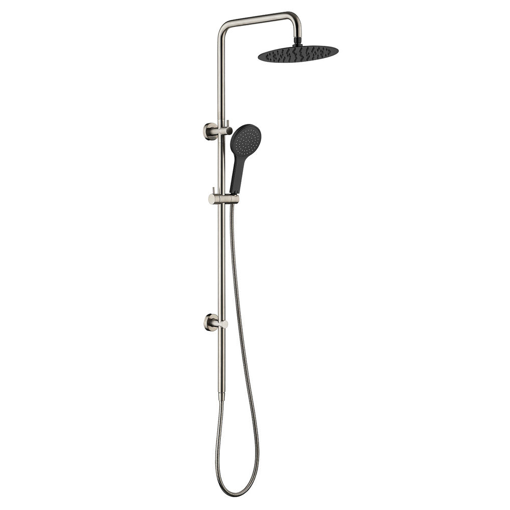 Fienza Kaya Brushed Nickel Twin Shower - Matte Black Heads