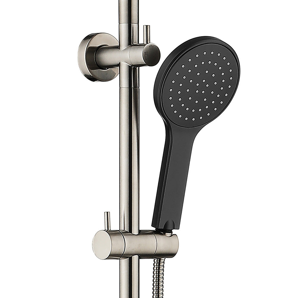 Fienza Kaya Brushed Nickel Twin Shower - Matte Black Heads