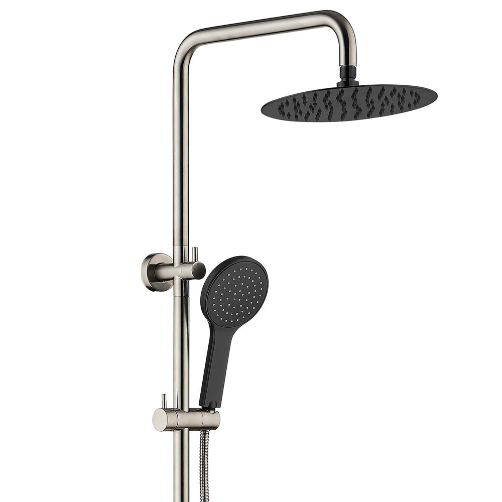 Fienza Kaya Brushed Nickel Twin Shower - Matte Black Heads