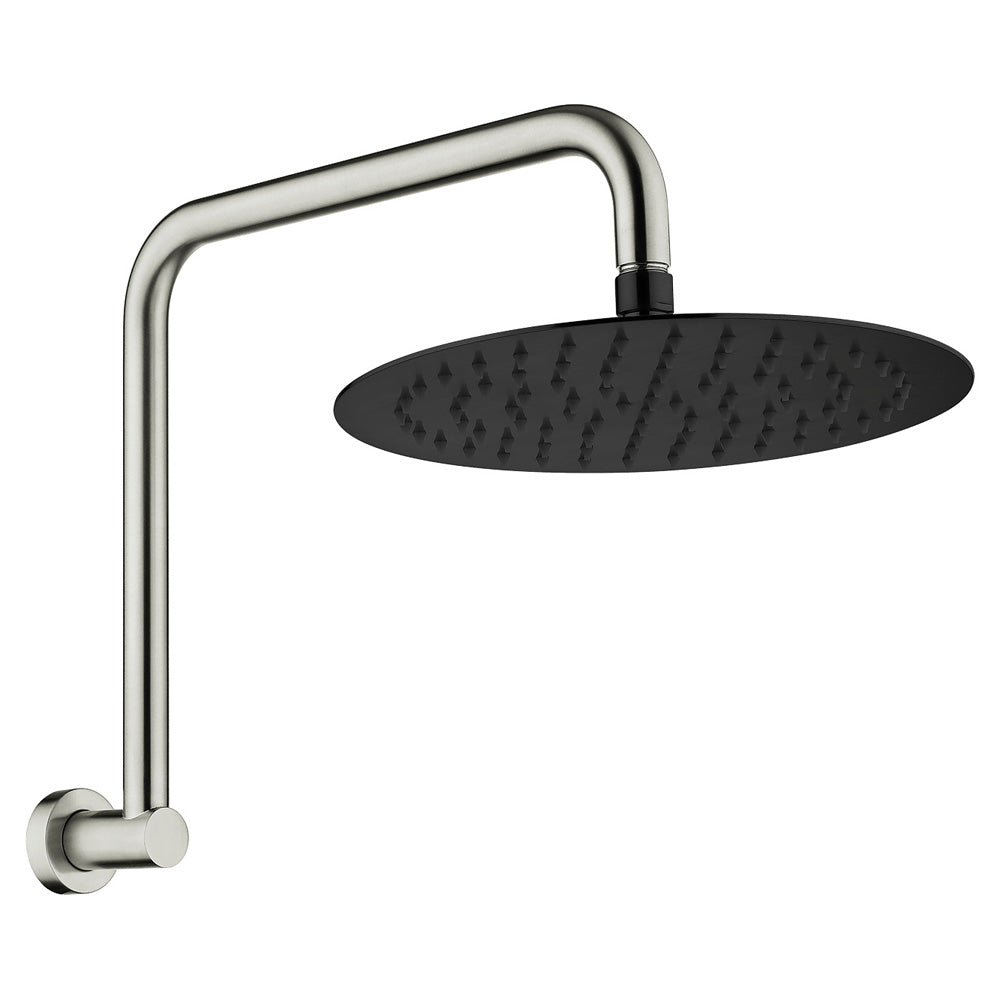 Fienza Kaya Gooseneck Shower Arm Set - Brushed Nickel - Matte Black Head