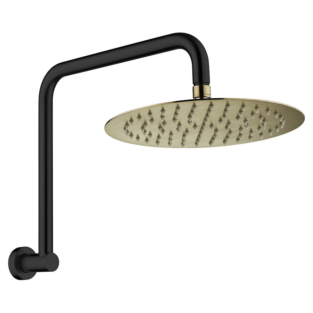 Fienza Kaya Gooseneck Shower Arm Set - Matte Black - Urban Brass Head