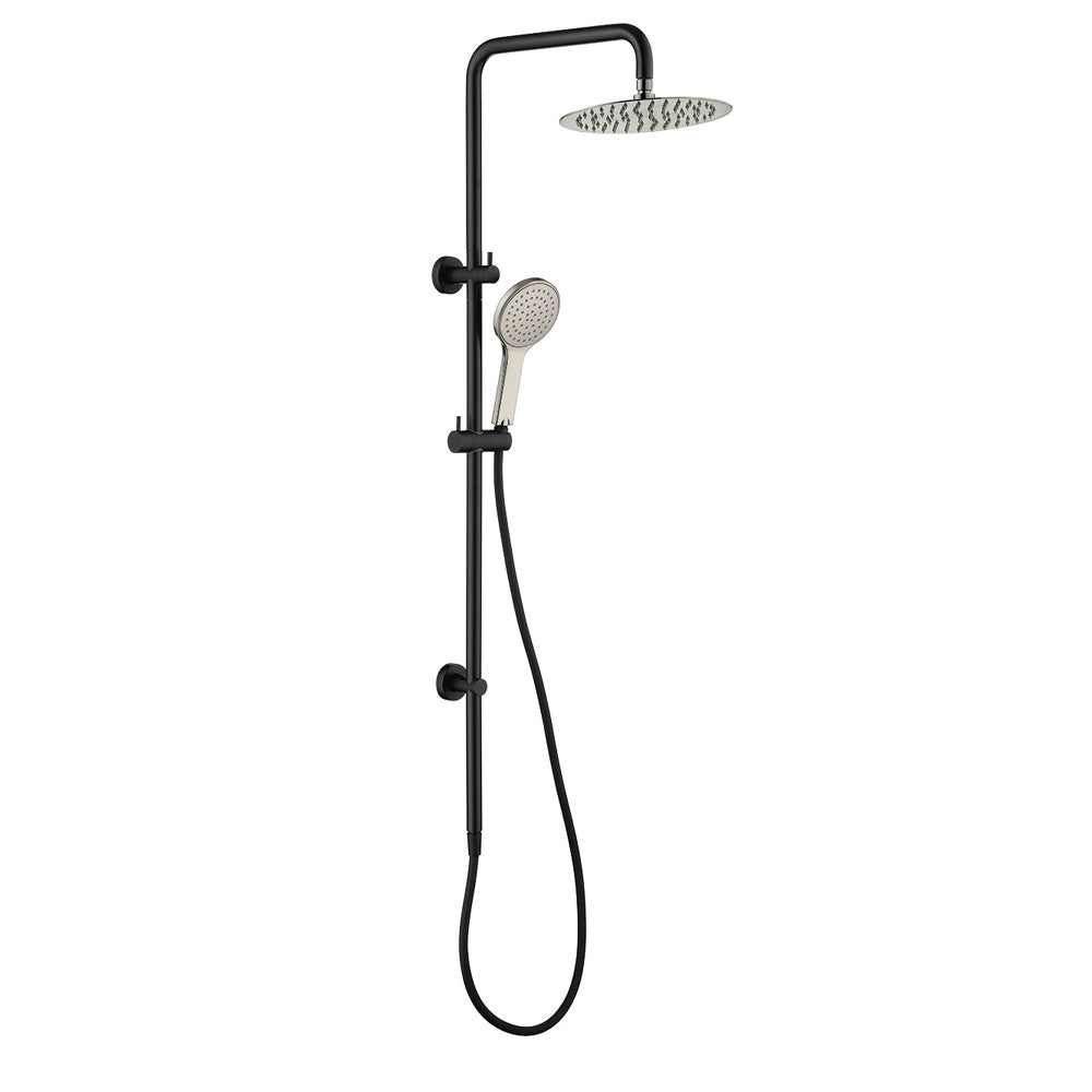 Fienza Kaya Matte Black Twin Shower - Brushed Nickel Heads