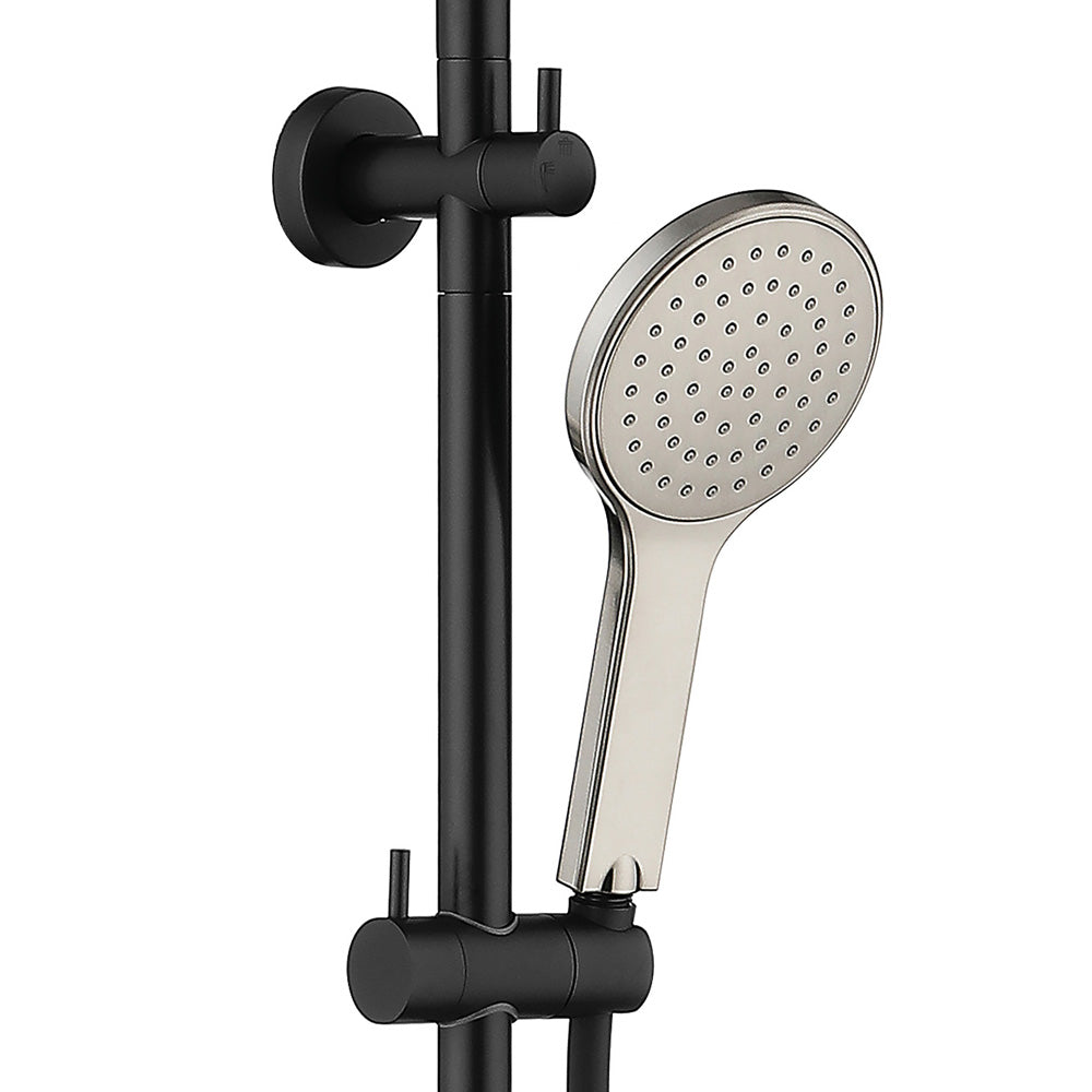 Fienza Kaya Matte Black Twin Shower - Brushed Nickel Heads