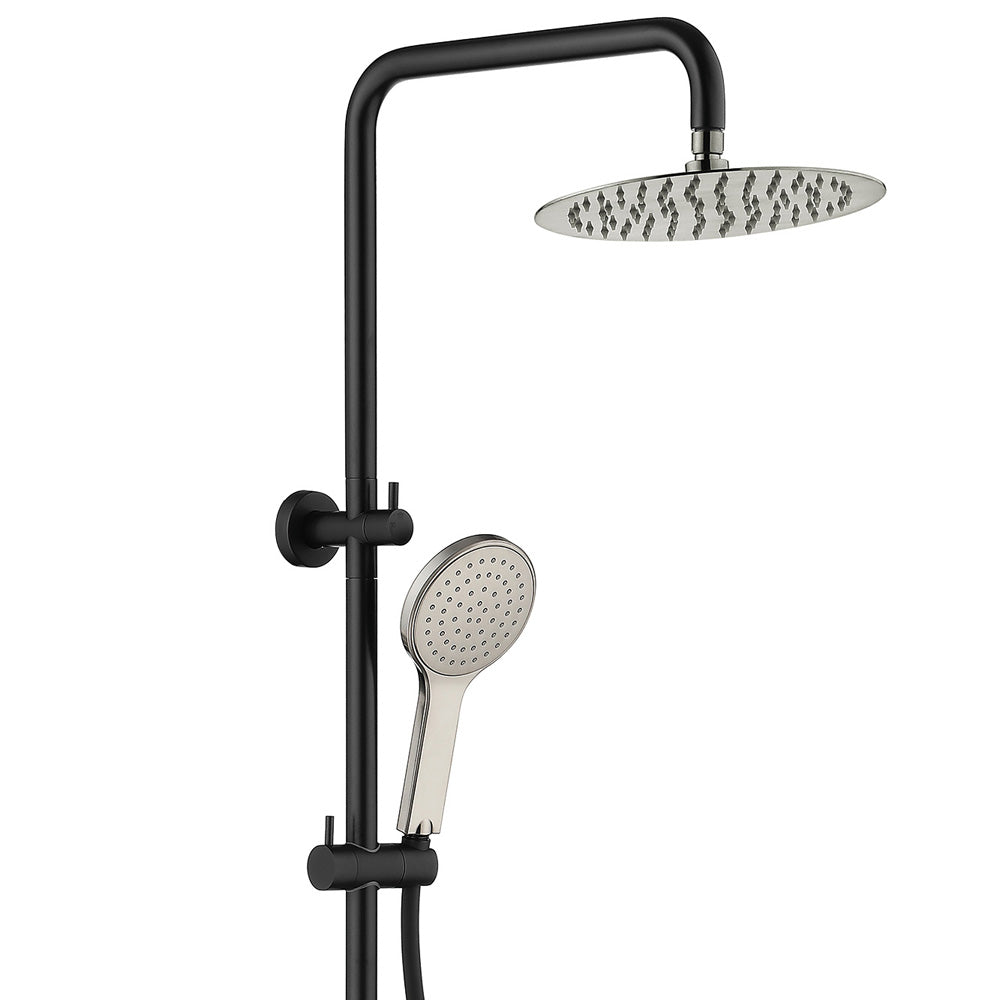 Fienza Kaya Matte Black Twin Shower - Brushed Nickel Heads