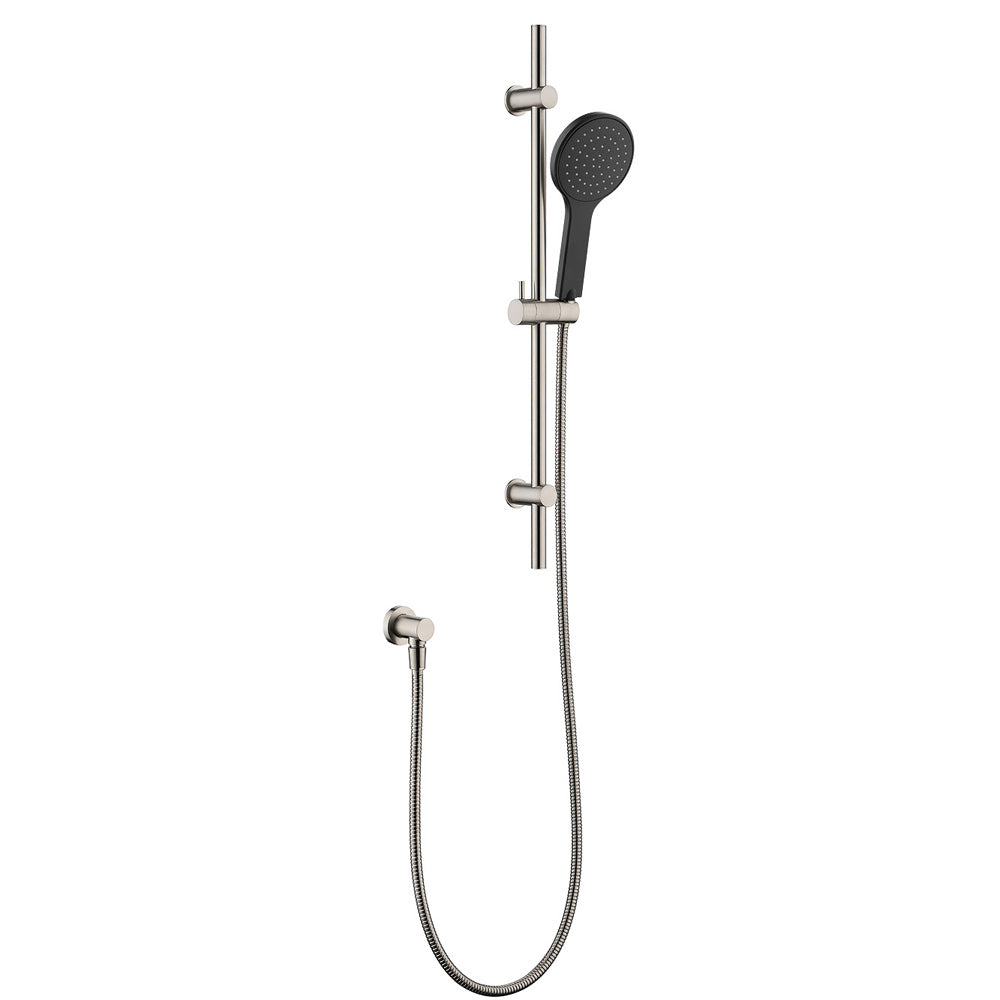 Fienza Kaya Rail Shower - Brushed Nickel - Matte Black Head