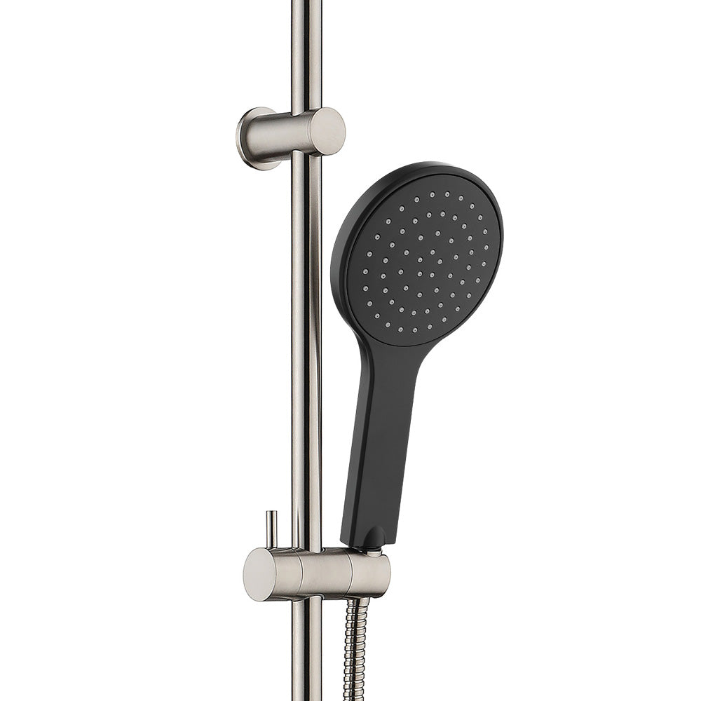 Fienza Kaya Rail Shower - Brushed Nickel - Matte Black Head