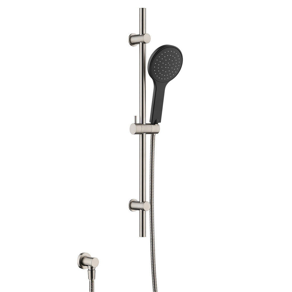 Fienza Kaya Rail Shower - Brushed Nickel - Matte Black Head