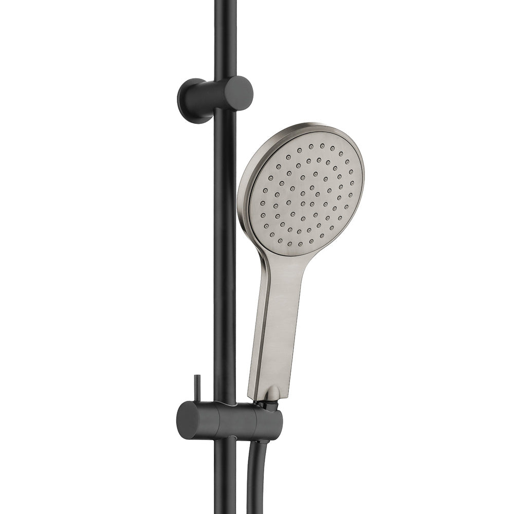 Fienza Kaya Rail Shower - Matte Black - Brushed Nickel Head