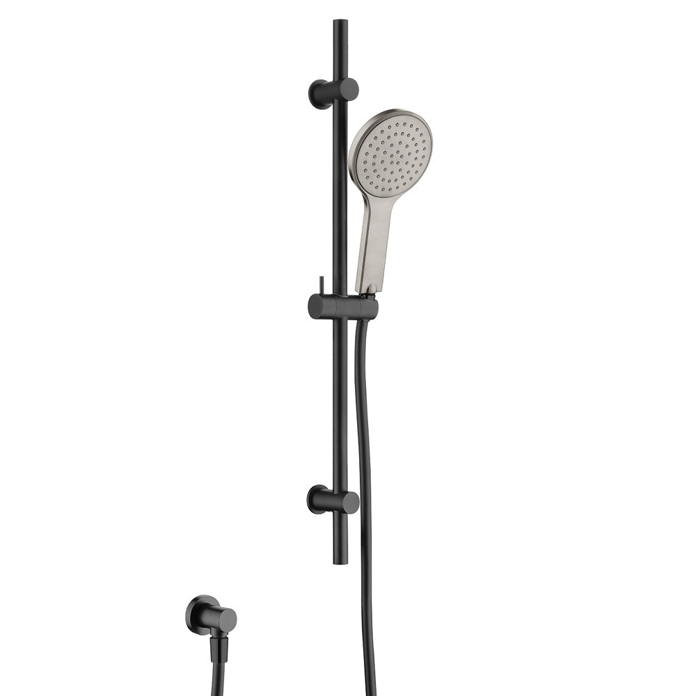 Fienza Kaya Rail Shower - Matte Black - Brushed Nickel Head