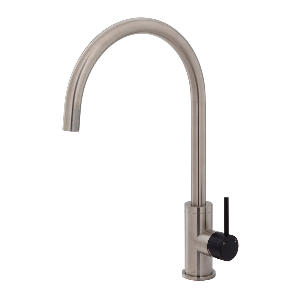 Fienza Kaya Sink Mixer - Brushed Nickel With Matte Black Handle