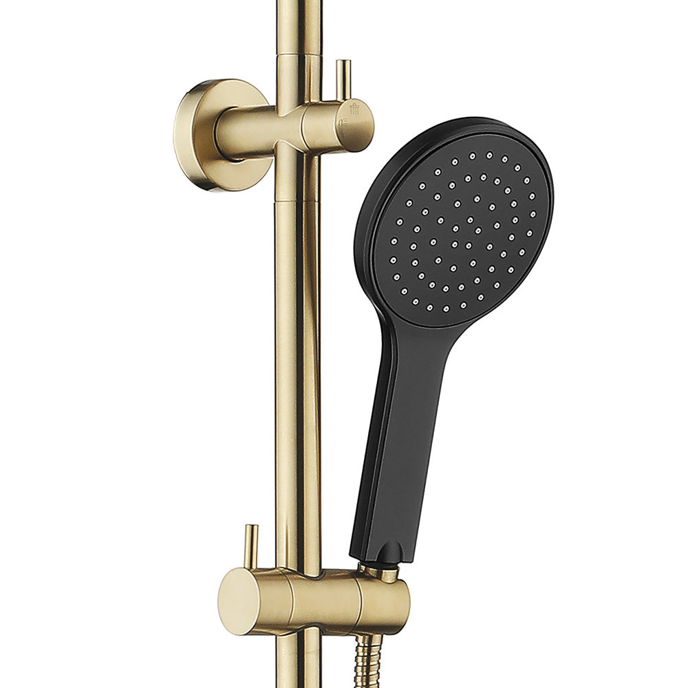 Fienza Kaya Urban Brass Twin Shower - Matte Black Heads