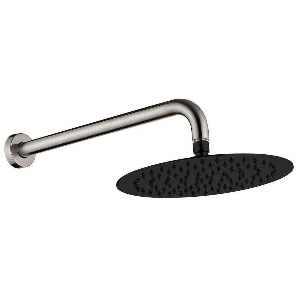 Fienza Kaya Wall Arm Shower Set - Brushed Nickel - Matte Black Head