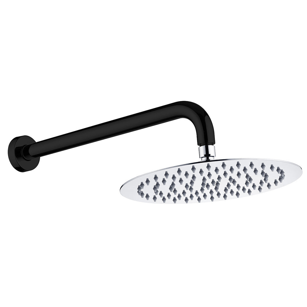 Fienza Kaya Wall Arm Shower Set - Matte Black - Chrome Head