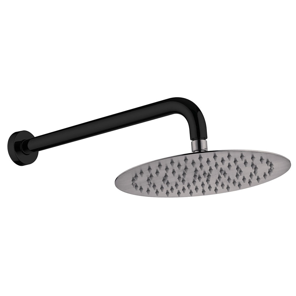 Fienza Kaya Wall Arm Shower Set - Matte Black - Gun Metal Head