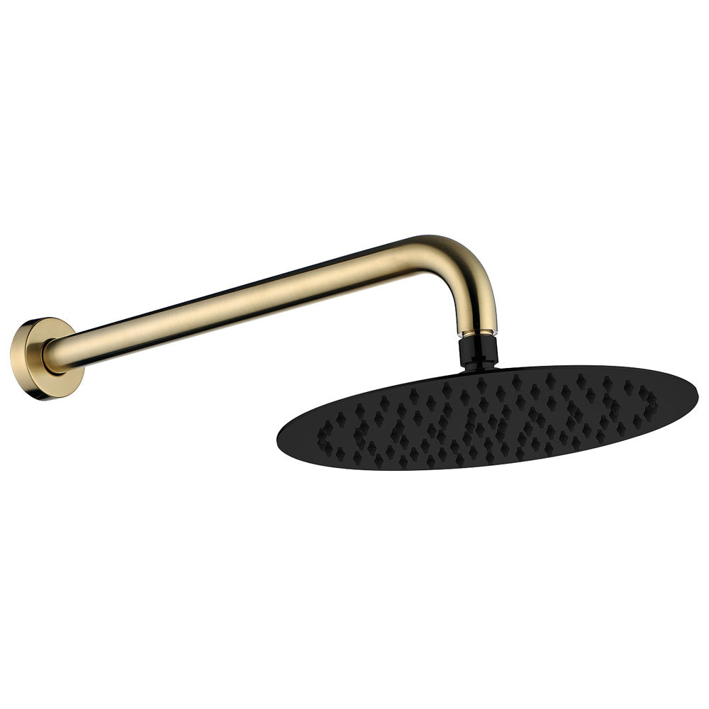 Fienza Kaya Wall Arm Shower Set - Urban Brass - Matte Black Head