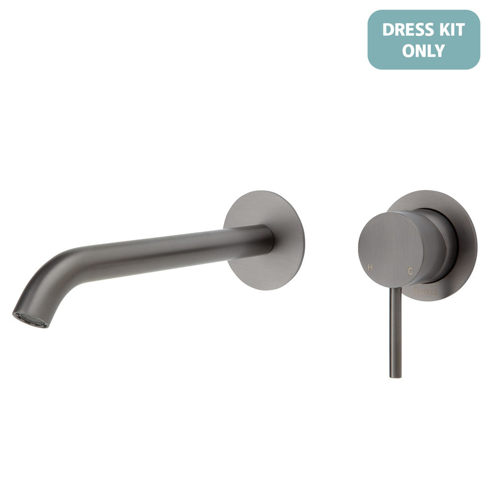 Fienza Kaya Wall Basin/Bath Mixer Dress Kit - Gun Metal - Round Plates - 200mm Outlet