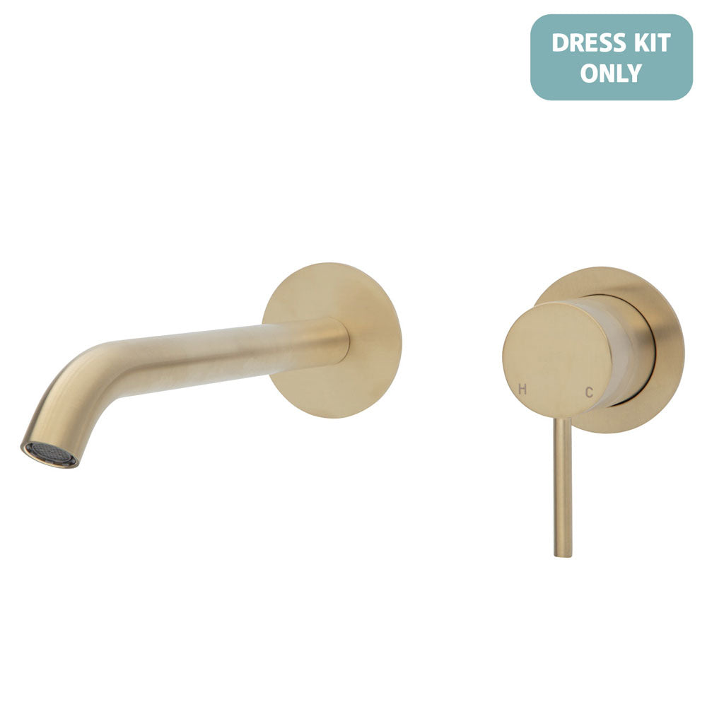 Fienza Kaya Wall Basin/Bath Mixer Dress Kit - Urban Brass - Round Plates - 200mm Outlet